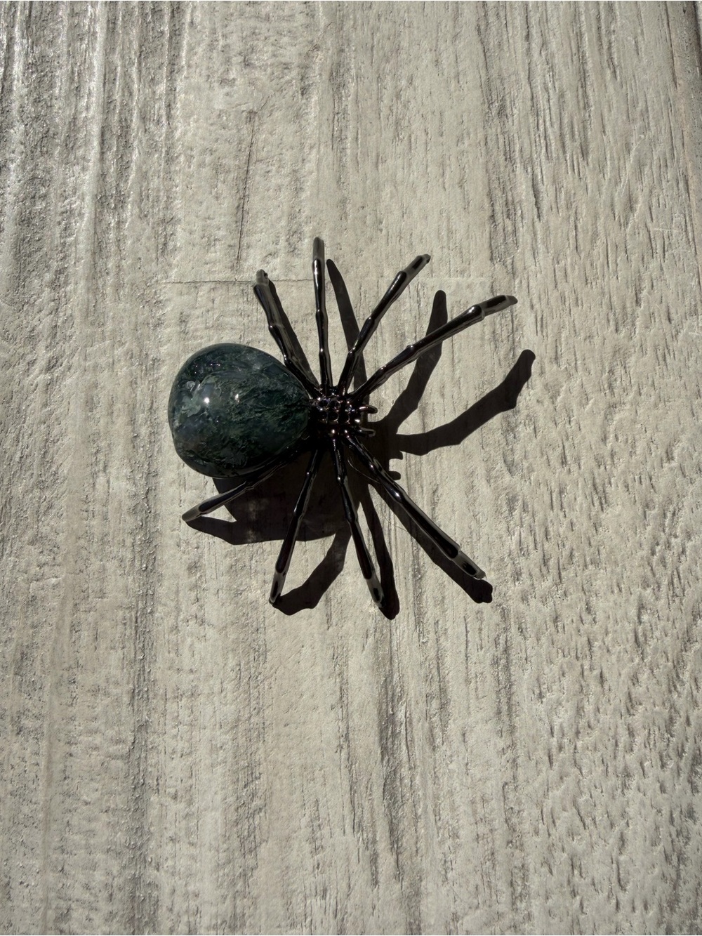 Natural Moss Agate Spider Necklace Green   Stone Statement Pendant - Picture 4 of 6